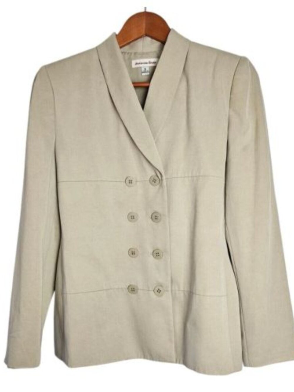 Amanda Smith Women's Beige Tan Double Breasted Blazer Jacket Sz 6 Work Career